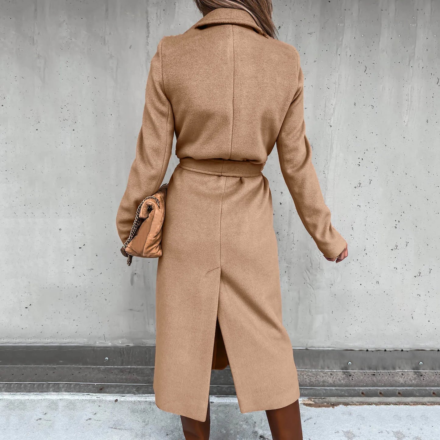 Women'S Faux Wool Thin Trench Coat
