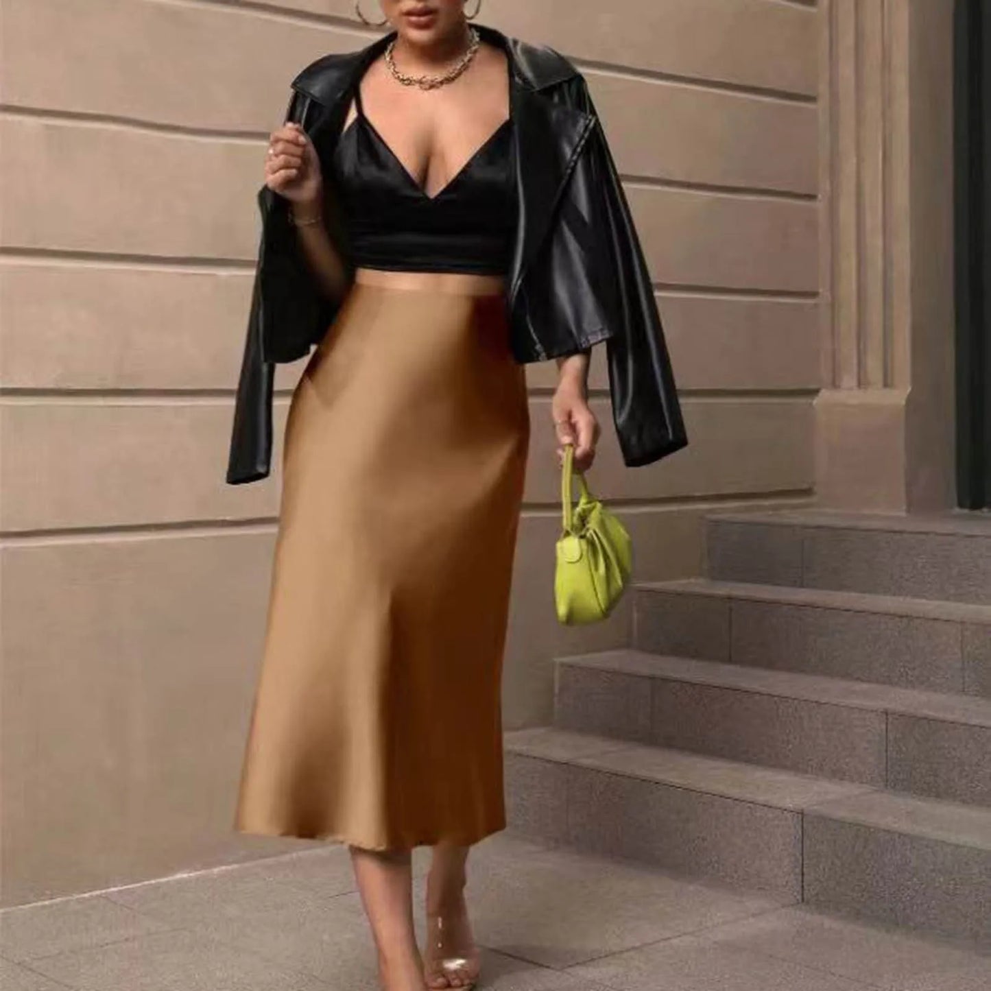 Womens Satin Slim Skirt