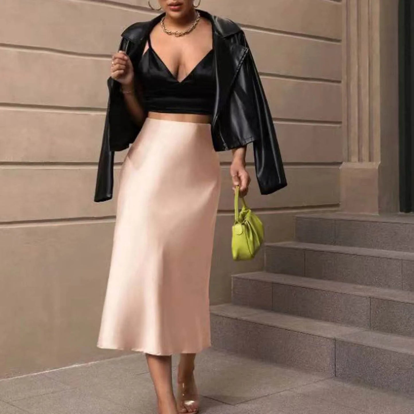Womens Satin Slim Skirt