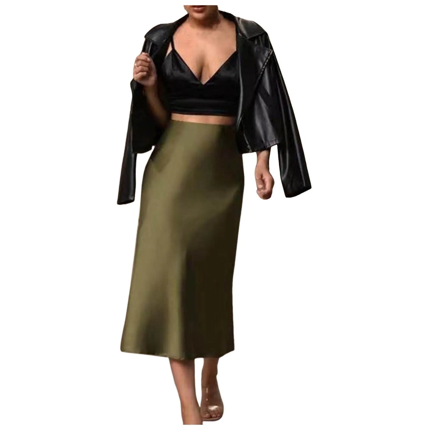 Womens Satin Slim Skirt