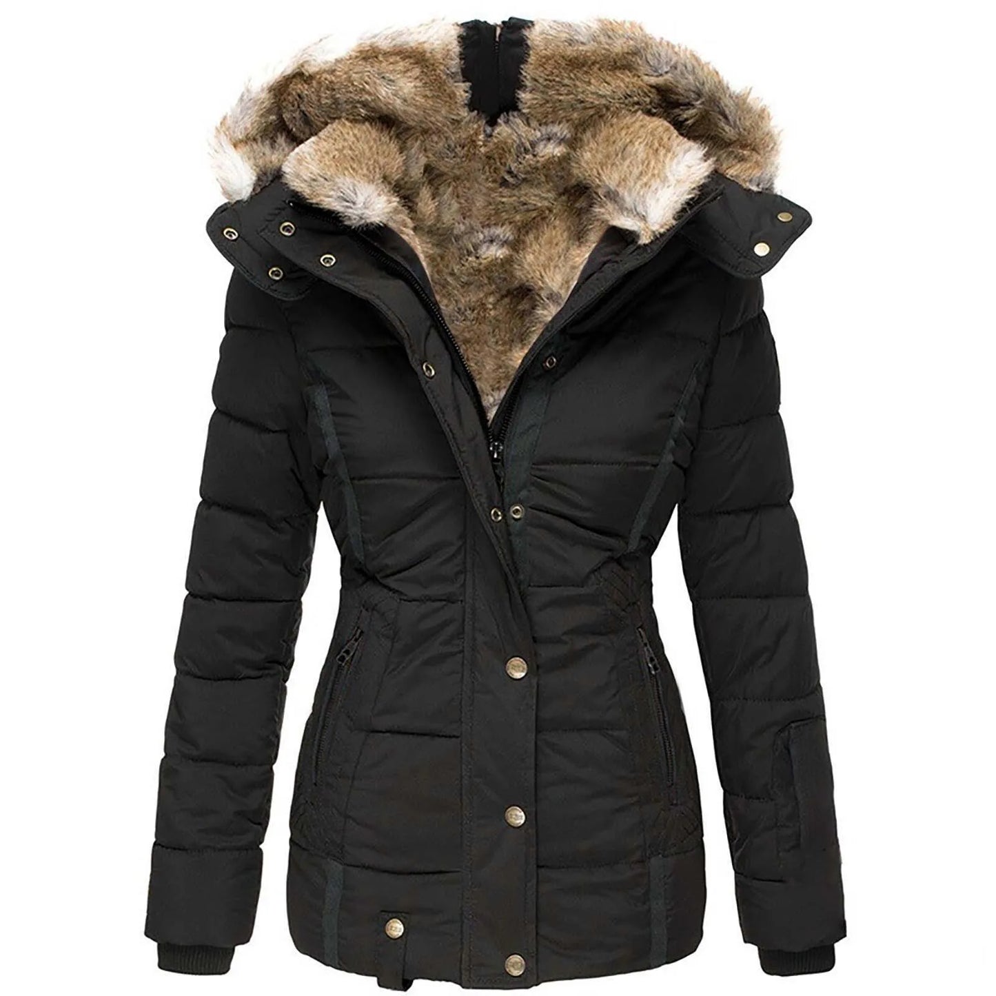 Warm Fur Collar Cotton Down Coat