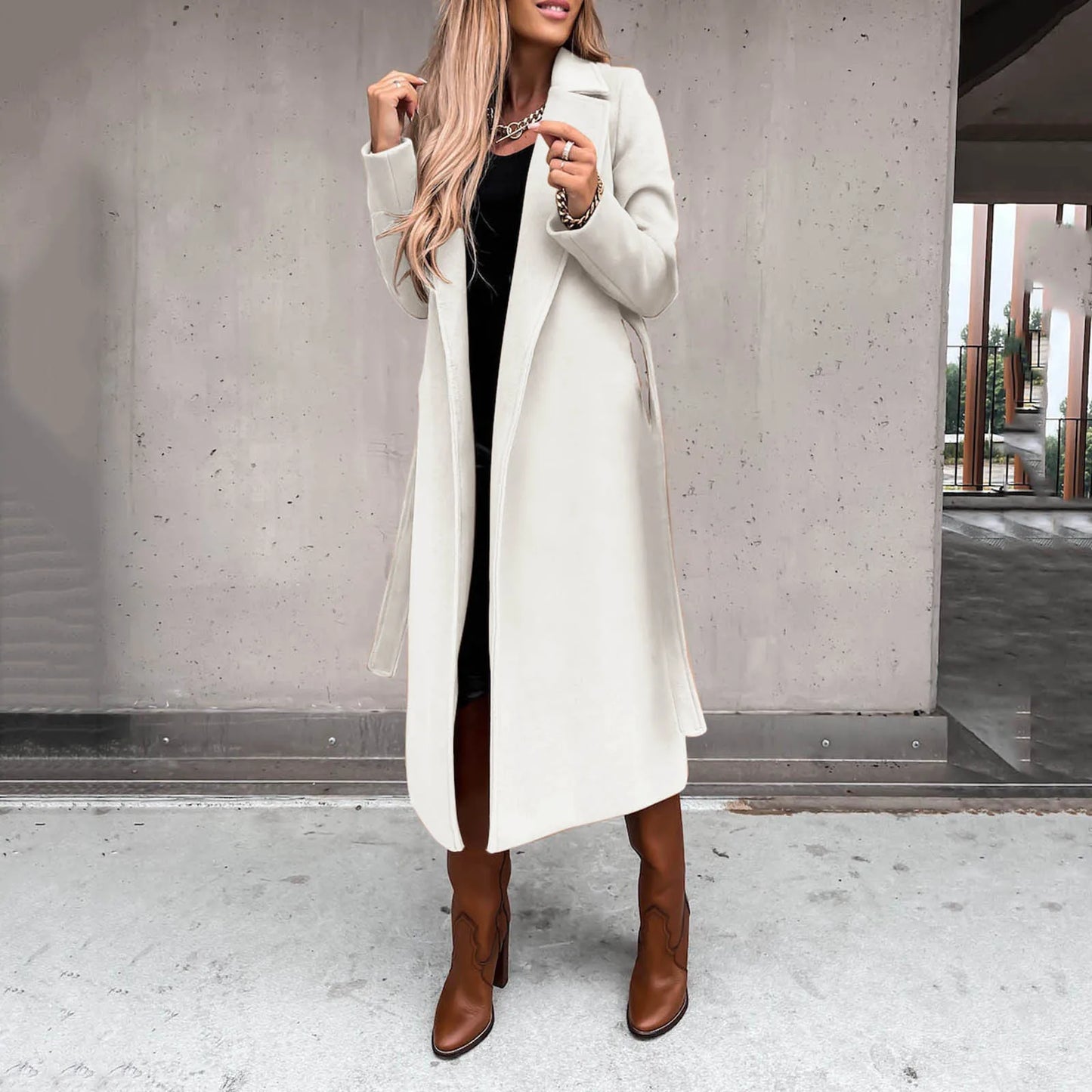 Women'S Faux Wool Thin Trench Coat