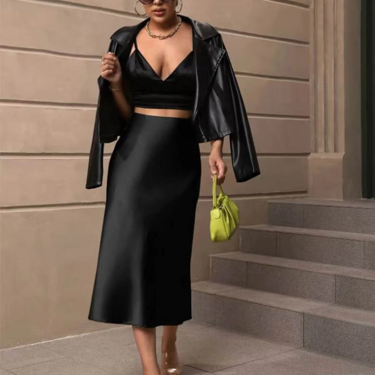 Womens Satin Slim Skirt