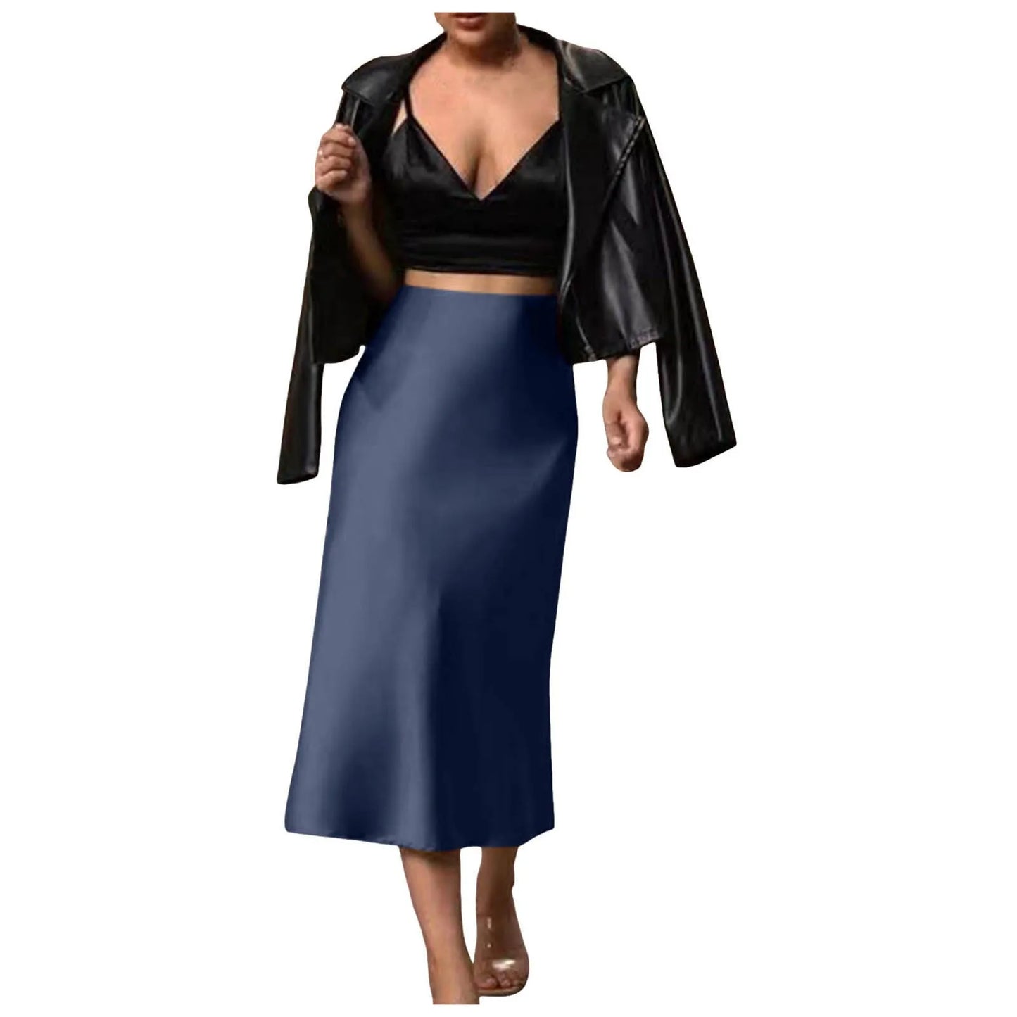 Womens Satin Slim Skirt