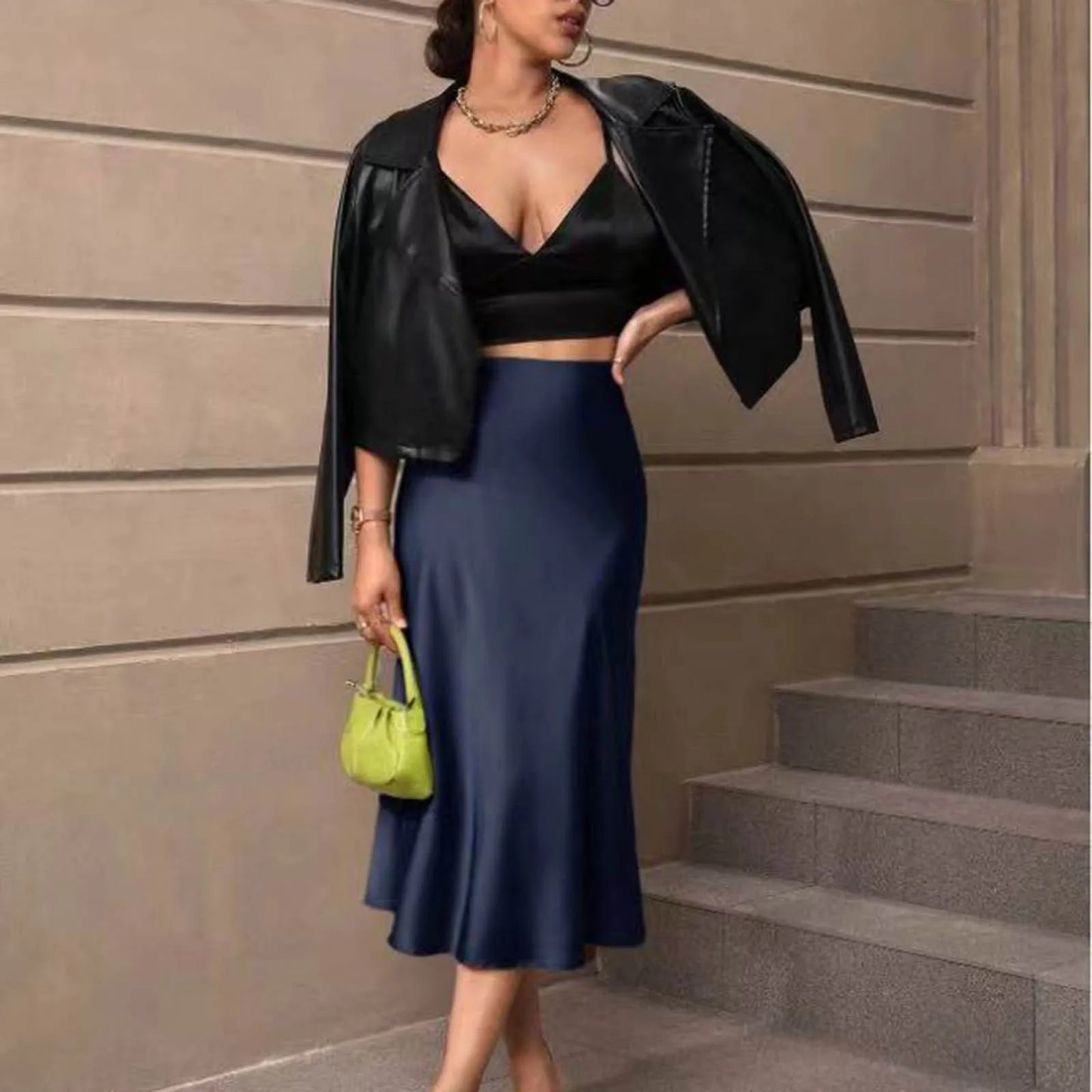 Womens Satin Slim Skirt