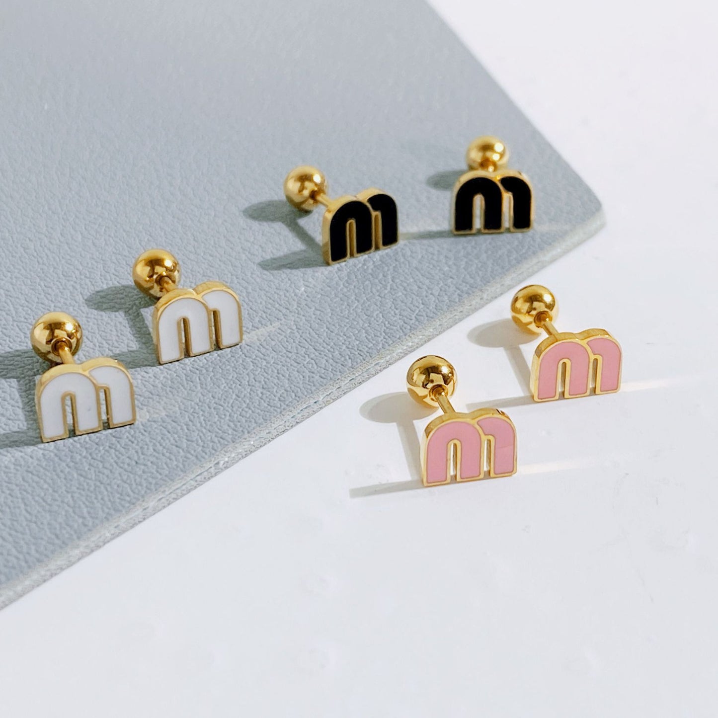 Letter M Stud Earrings