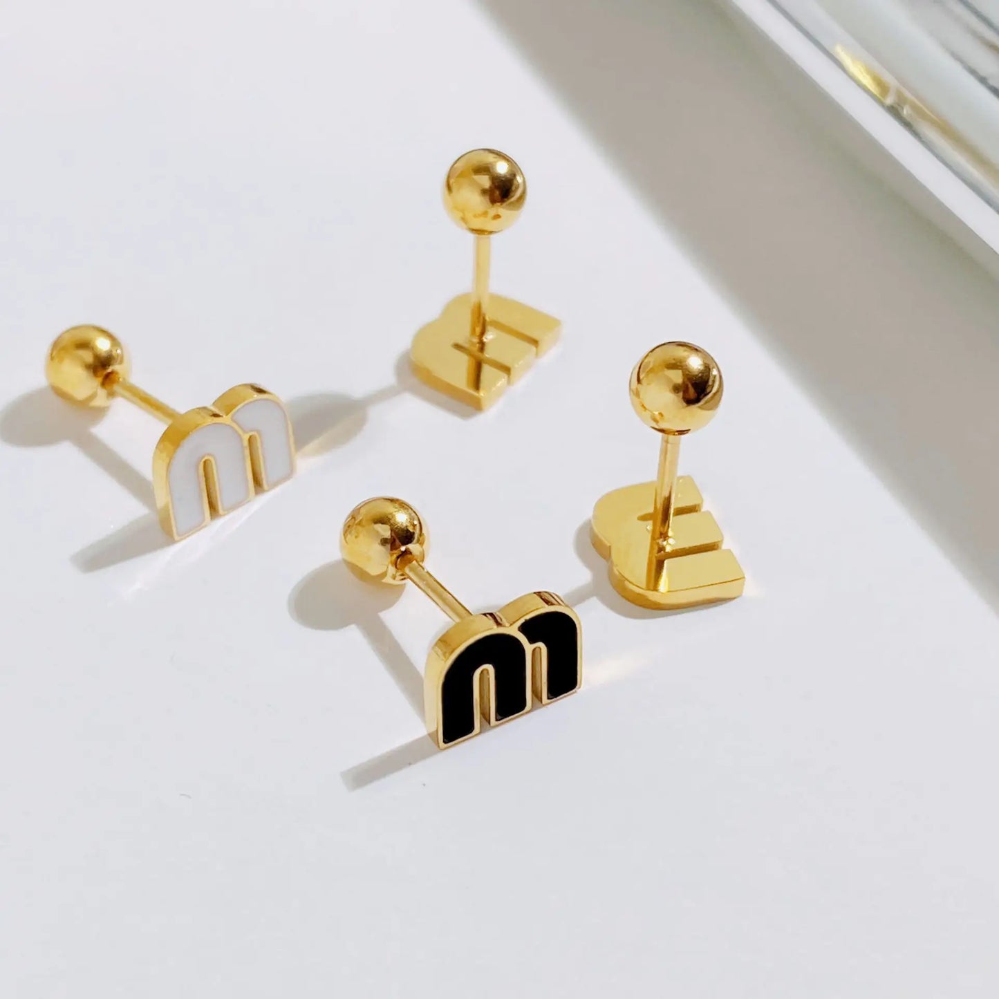 Letter M Stud Earrings