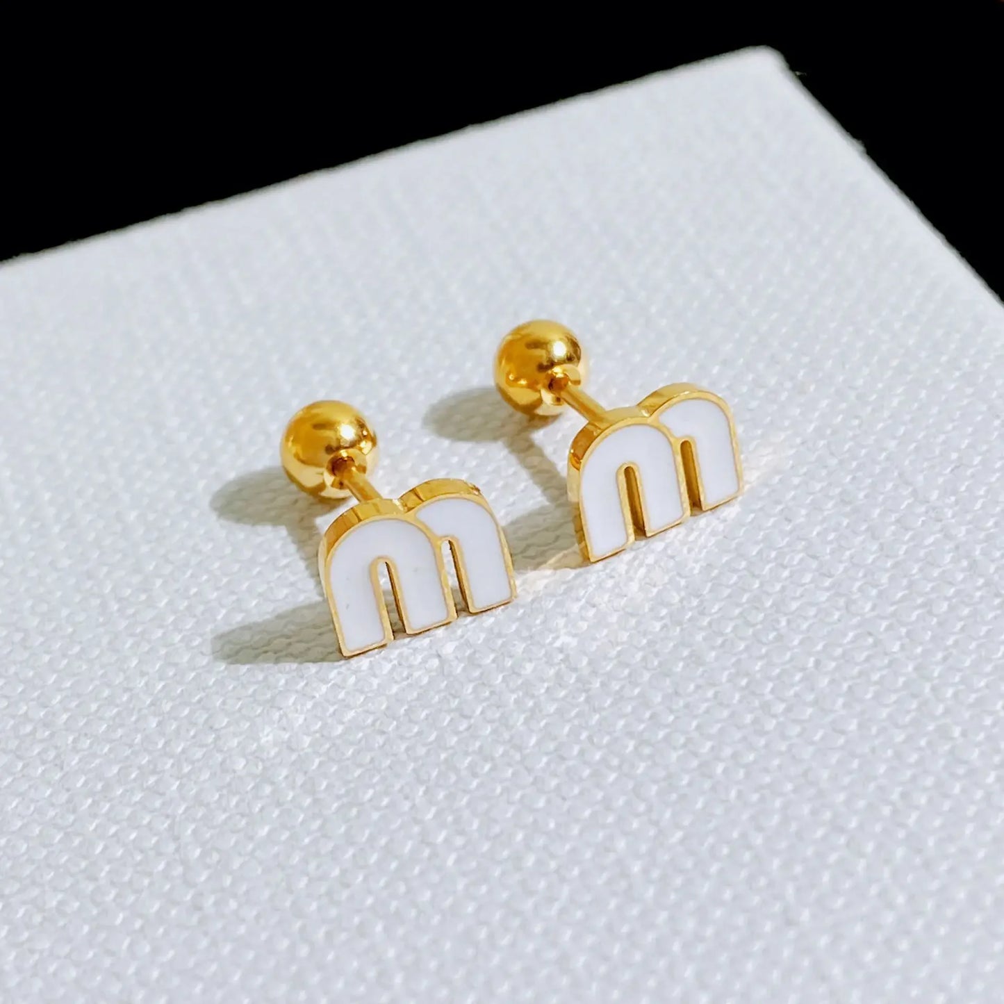 Letter M Stud Earrings