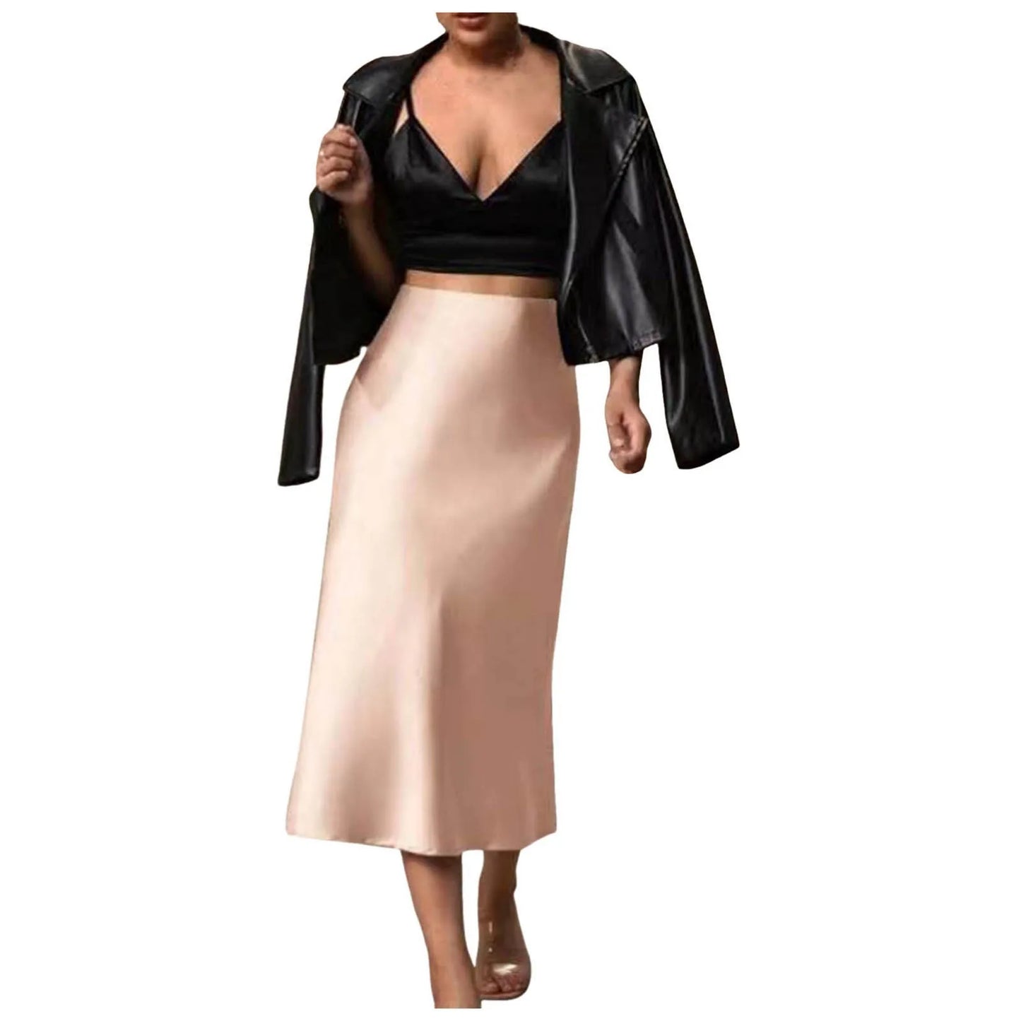 Womens Satin Slim Skirt