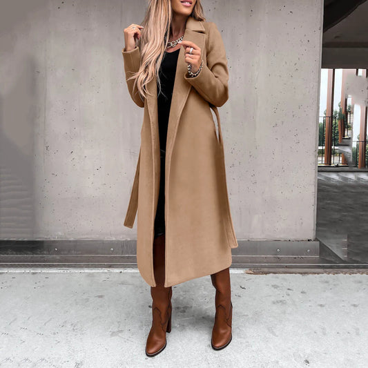 Women'S Faux Wool Thin Trench Coat