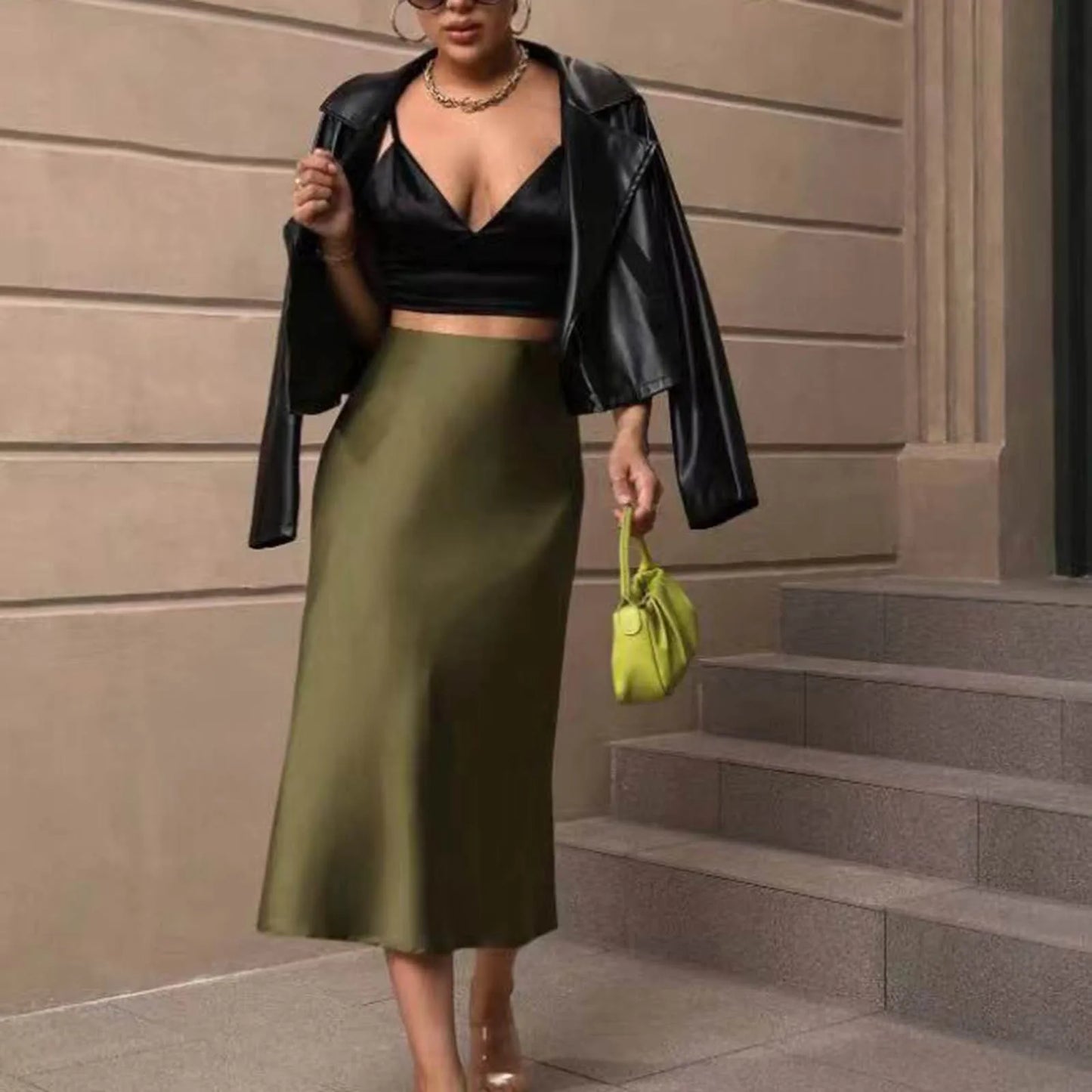 Womens Satin Slim Skirt