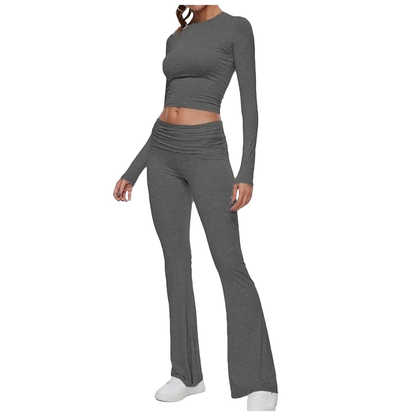 Low Rise Flare Pants 2 Piece Set