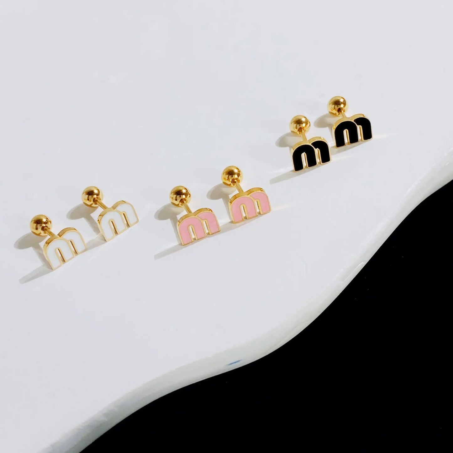 Letter M Stud Earrings