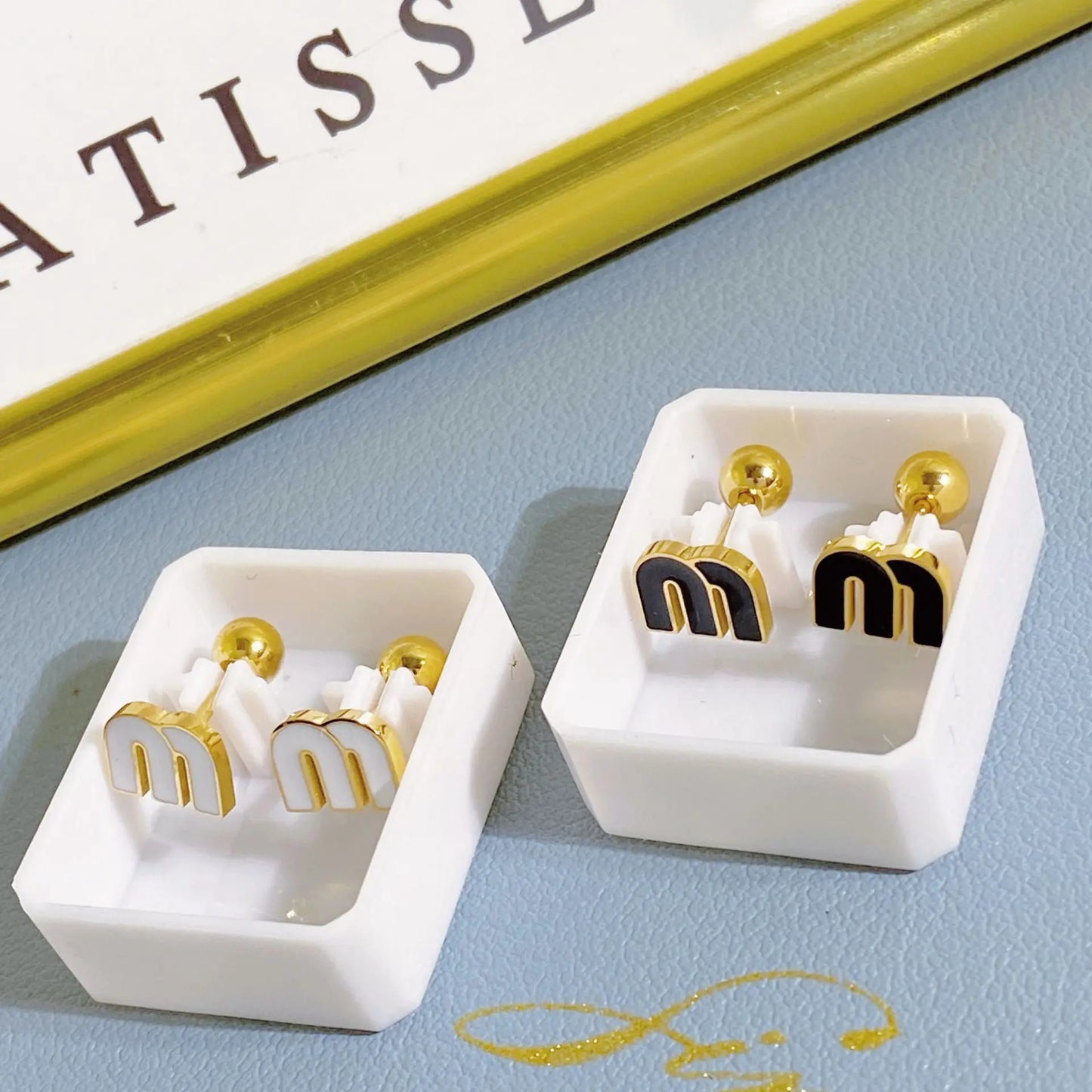 Letter M Stud Earrings