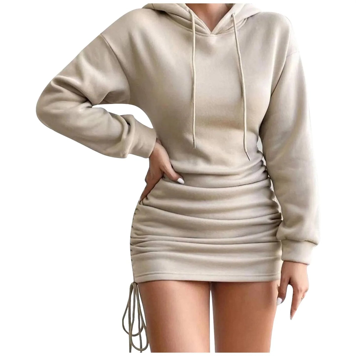 Long Sleeve Sweatshirt Hooded Dress