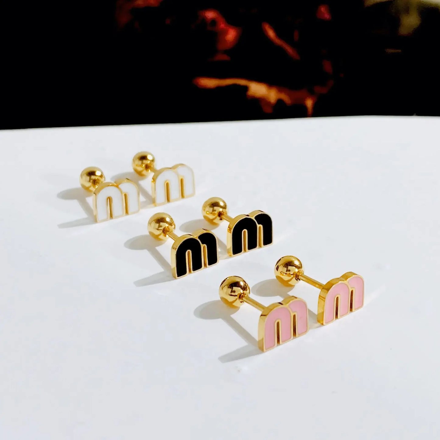 Letter M Stud Earrings