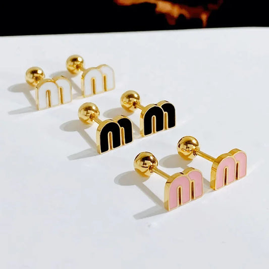 Letter M Stud Earrings