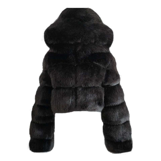 Short Faux Hooded Coat