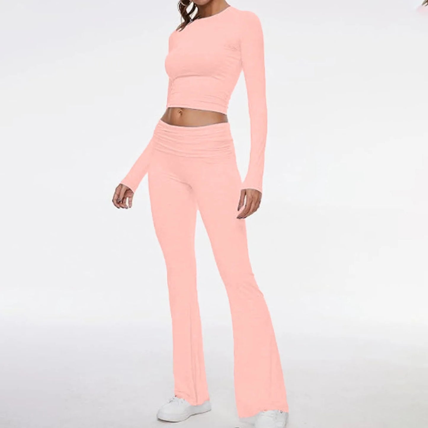 Low Rise Flare Pants 2 Piece Set