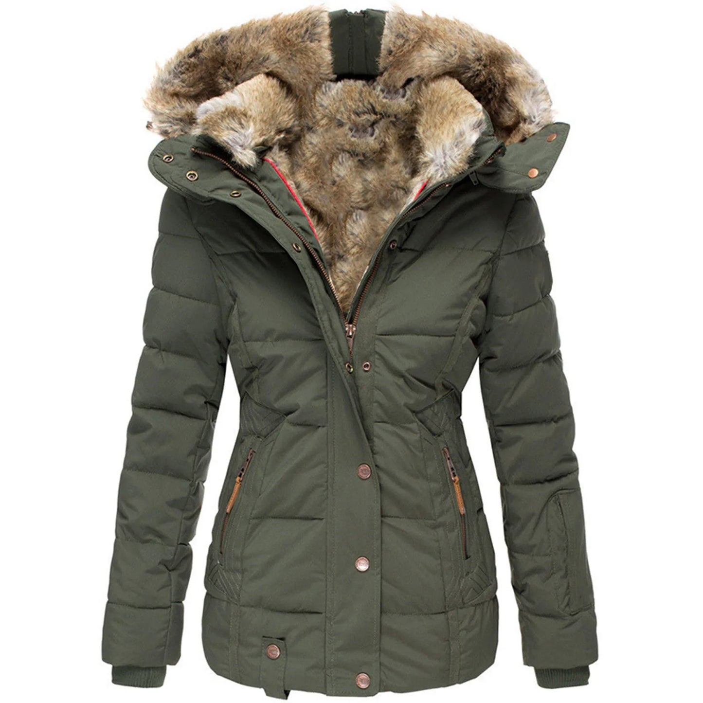 Warm Fur Collar Cotton Down Coat