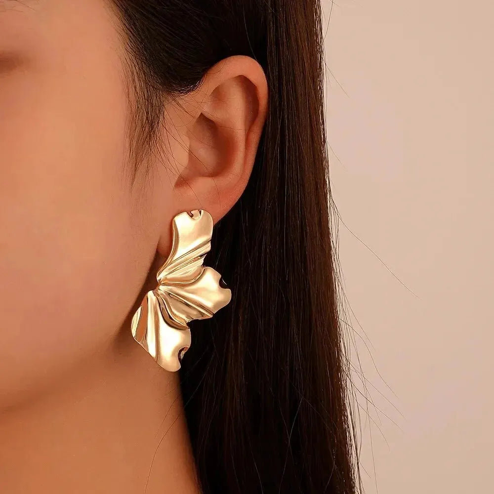 Big Metal Flower Shape Earrings