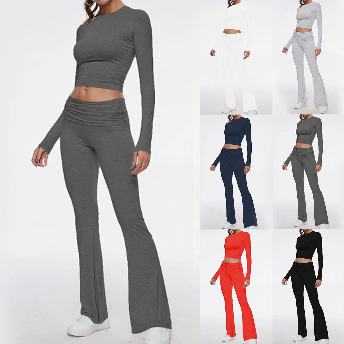 Low Rise Flare Pants 2 Piece Set