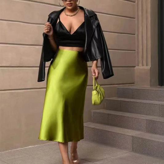 Womens Satin Slim Skirt