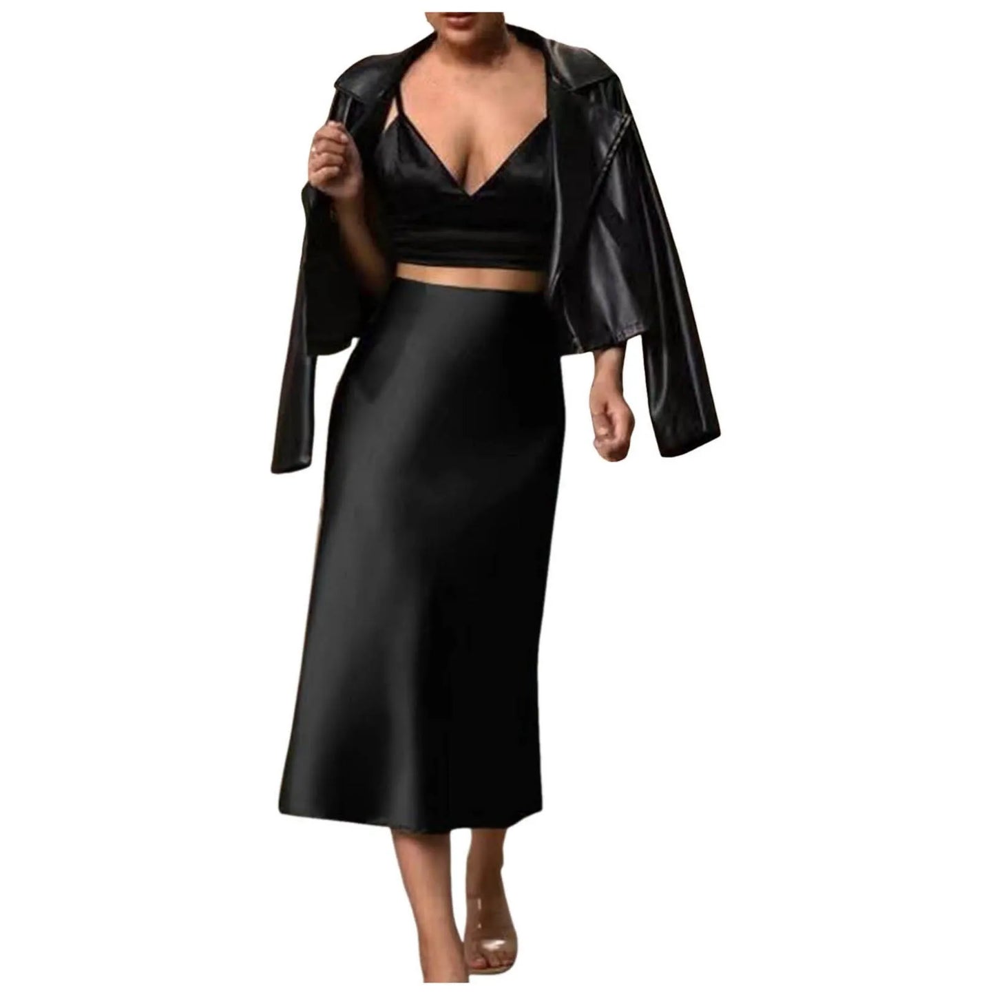 Womens Satin Slim Skirt