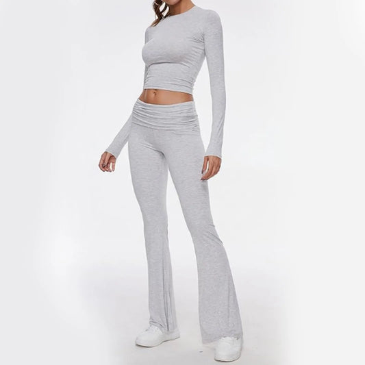 Low Rise Flare Pants 2 Piece Set