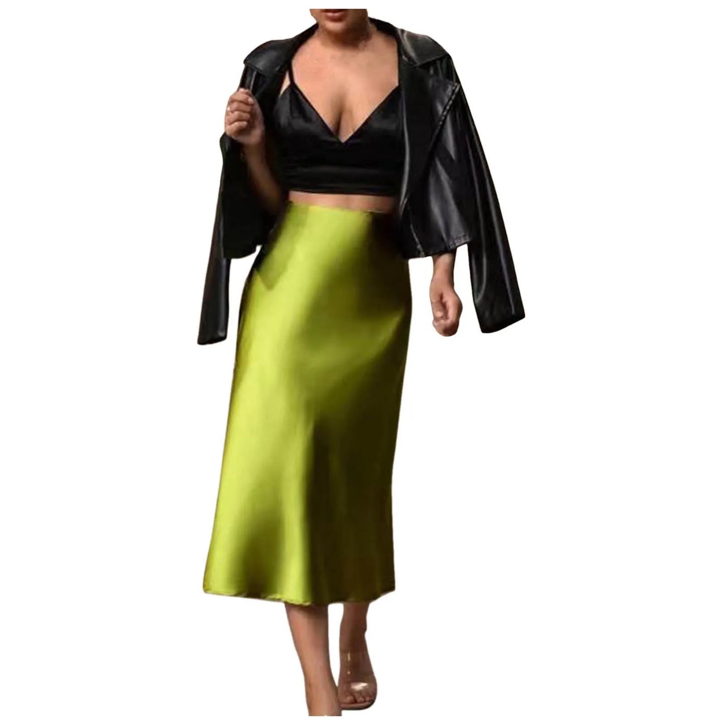 Womens Satin Slim Skirt