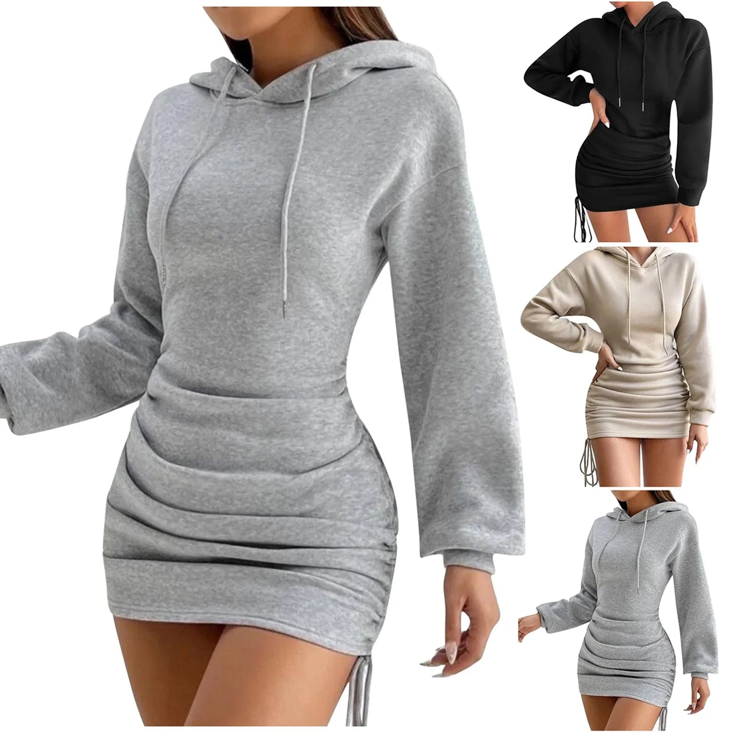 Long Sleeve Sweatshirt Hooded Dress